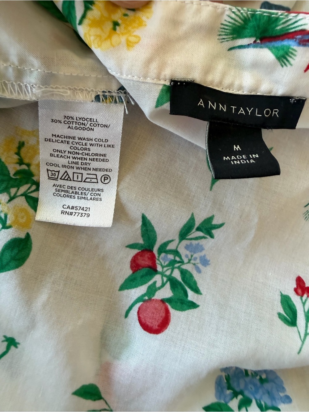 Ann Taylor White Floral & Butterfly Flutter Ruffle-Sleeve Summer Fairy Blouse - Picture 2 of 6
